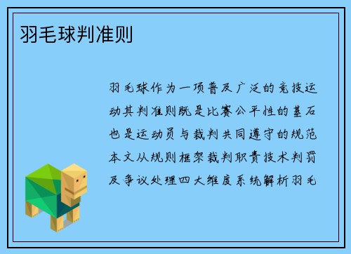 羽毛球判准则